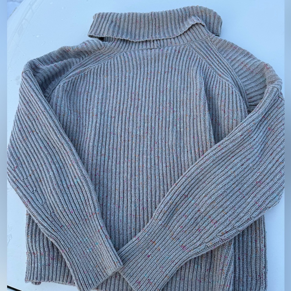 Free People Gray Ribbed Turtleneck Sweater